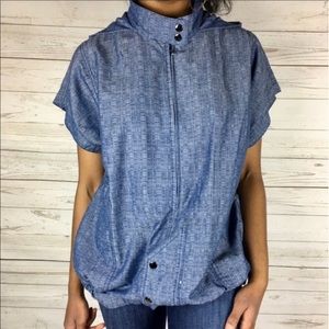 DEREK LAM for DESIGN NATION || Blue Denim Hooded Jacket. Sz. S